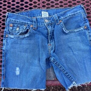 True Religion Light Blue Denim Shorts